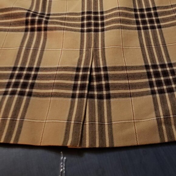 LAST CHANCE Vintage beige plaid virgin wool midi skirt medium - Picture 10 of 10
